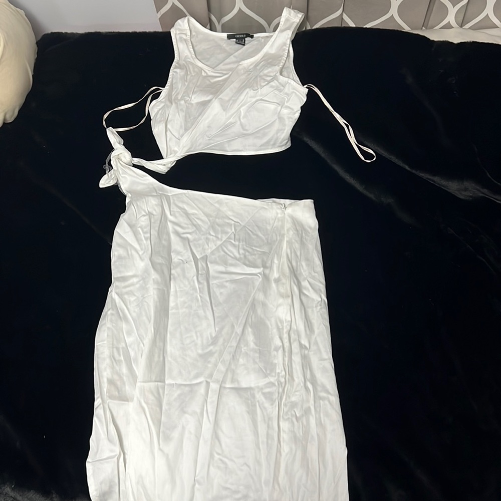 White two piece skirt set from forever 21